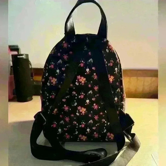Black and Floral Print Mini Backpack - Picture 4 of 7